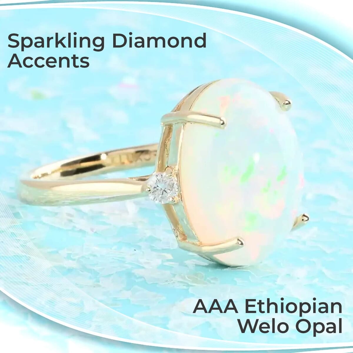 Certified & Appraised Luxoro AAA Ethiopian Welo Opal and Diamond Accent 3.60 ctw Ring in 14K Yellow Gold, Opal Three Stone Ring, Wedding Rings (Size 9) image number 1