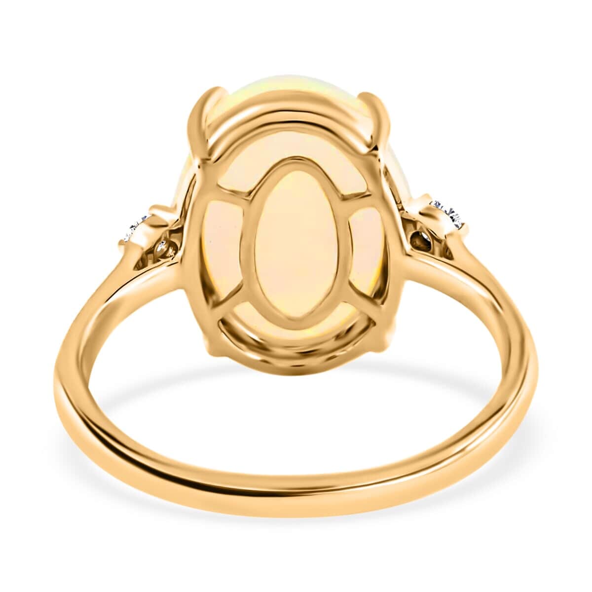 Certified & Appraised Luxoro AAA Ethiopian Welo Opal and Diamond Accent 3.60 ctw Ring in 14K Yellow Gold, Opal Three Stone Ring, Wedding Rings (Size 9) image number 5