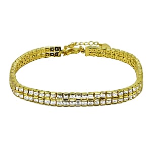Simulated Diamond Face Bracelet in Goldtone (7.5 in)