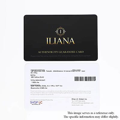 Certified and Appraised Iliana 18K Yellow Gold AAA Turkizite and G-H SI Diamond Ring (Size 10.5) 1.85 ctw