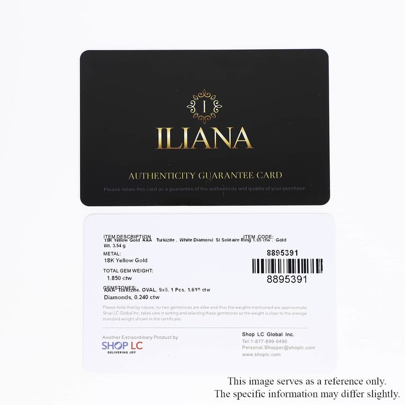 Certified and Appraised Iliana 18K Yellow Gold AAA Turkizite and G-H SI Diamond Ring (Size 10.5) 1.85 ctw
