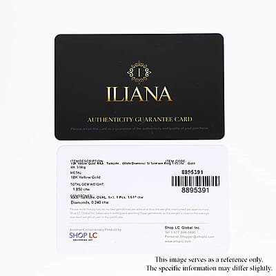 Certified and Appraised Iliana 18K Yellow Gold AAA Turkizite and G-H SI Diamond Ring (Size 11.0) 1.85 ctw