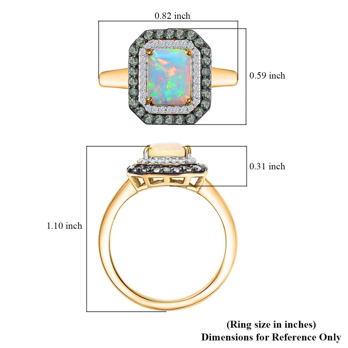 AAA Ethiopian Welo Opal and Multi Gemstone 2.35 ctw Ethereal Mirage Ring in 14K Vermeil Yellow Gold Over Sterling Silver (Size 7.0) image number 6