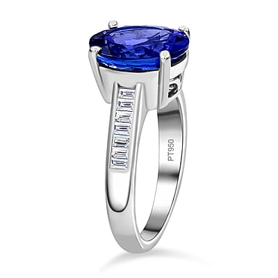 Mother’s Day Gift Certified and Appraised Rhapsody 950 Platinum AAAA Tanzanite and E-F VS Diamond Ring (Size 10.5) 6.10 Grams 4.20 ctw