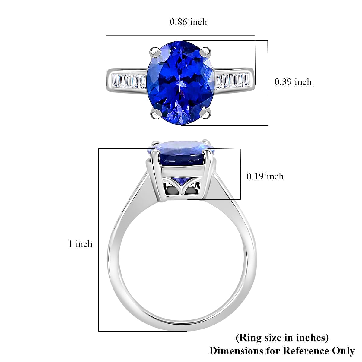 Mother’s Day Gift Certified and Appraised Rhapsody 950 Platinum AAAA Tanzanite and E-F VS Diamond Ring (Size 10.5) 6.10 Grams 4.20 ctw