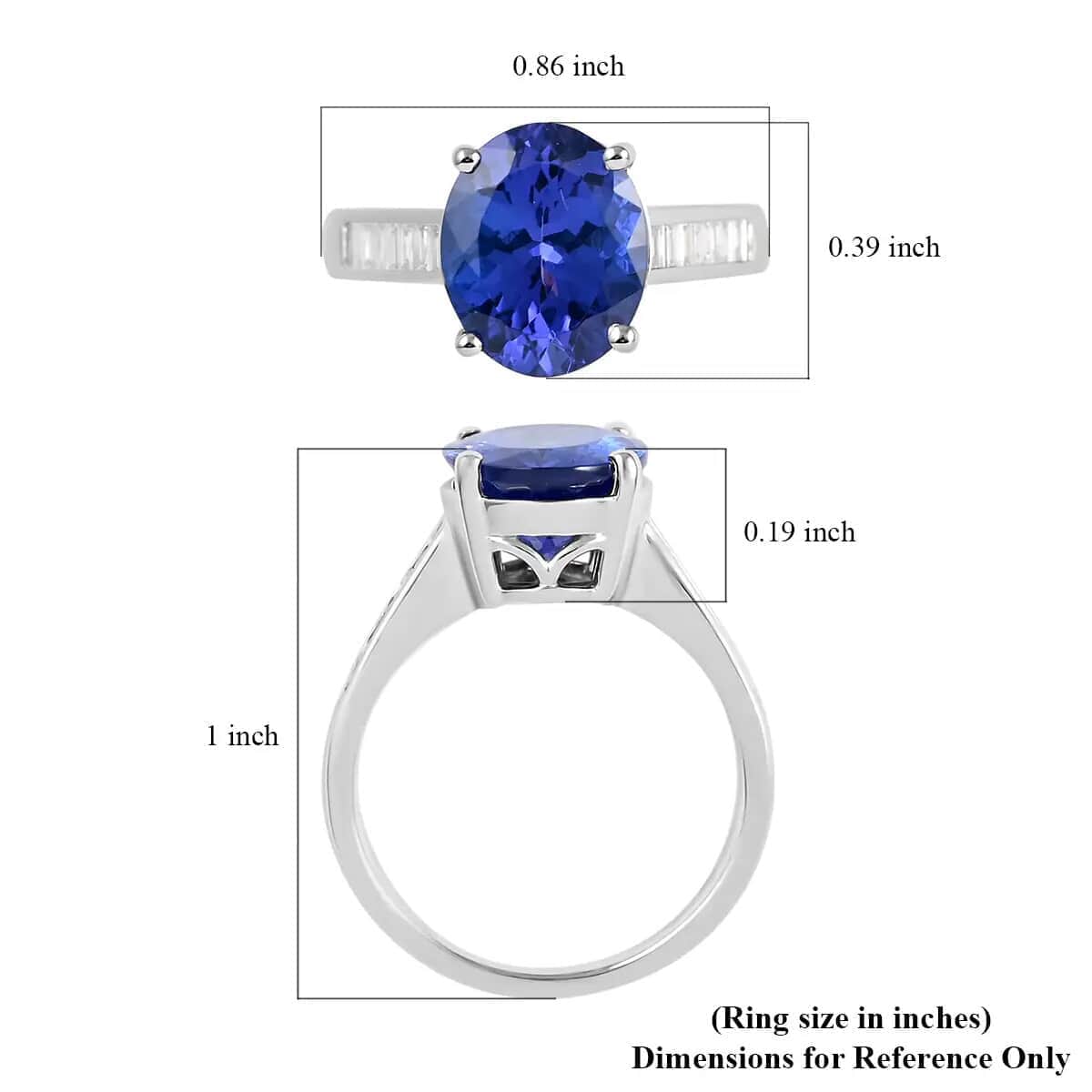 Mother’s Day Gift Certified and Appraised Rhapsody 950 Platinum AAAA Tanzanite and E-F VS Diamond Ring (Size 10.5) 6.10 Grams 4.20 ctw image number 5