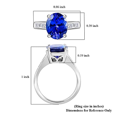 Mother’s Day Gift Certified and Appraised Rhapsody 950 Platinum AAAA Tanzanite and E-F VS Diamond Ring (Size 10.5) 6.10 Grams 4.20 ctw