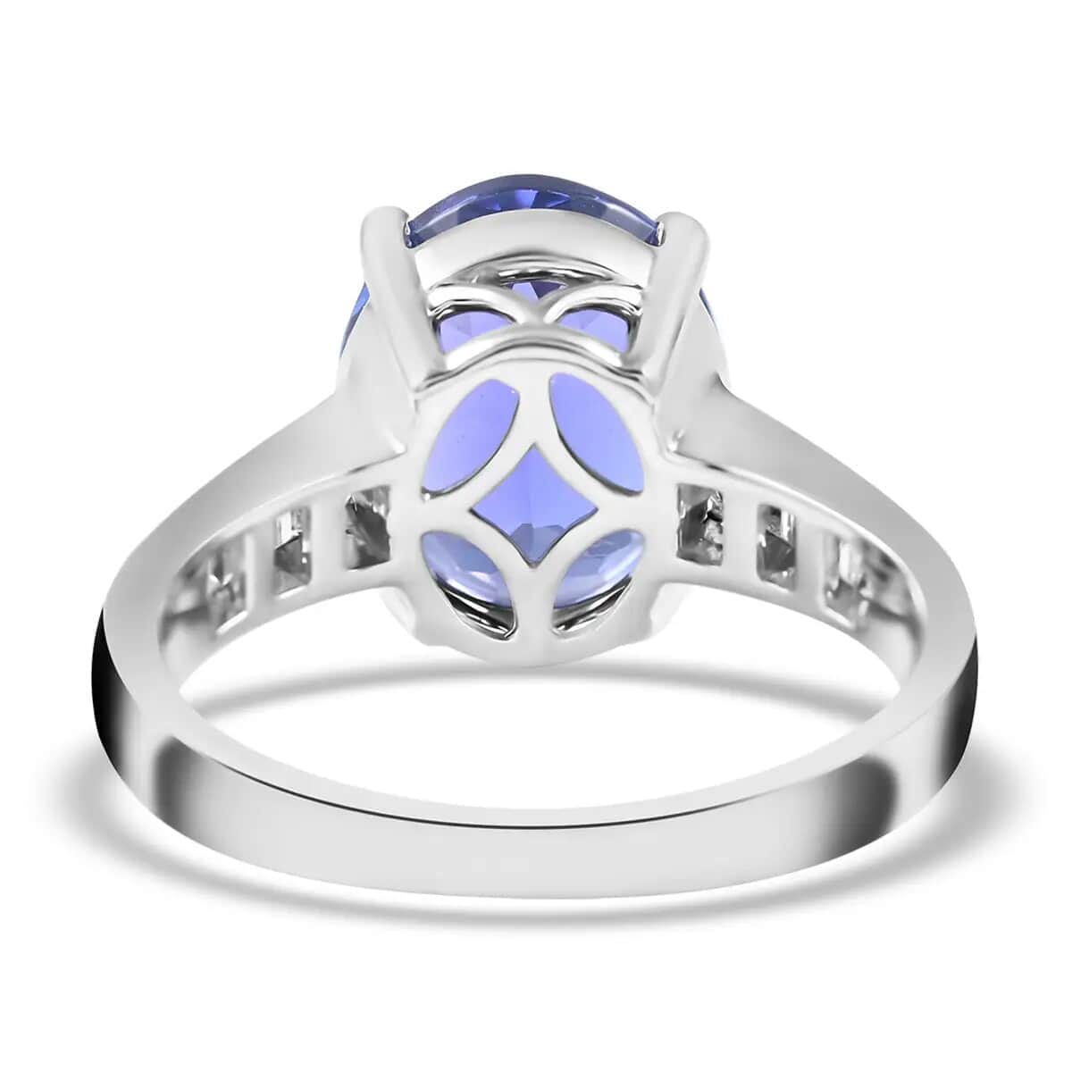 Mother’s Day Gift Certified and Appraised Rhapsody 950 Platinum AAAA Tanzanite and E-F VS Diamond Ring (Size 11.0) 6.10 Grams 4.20 ctw image number 4