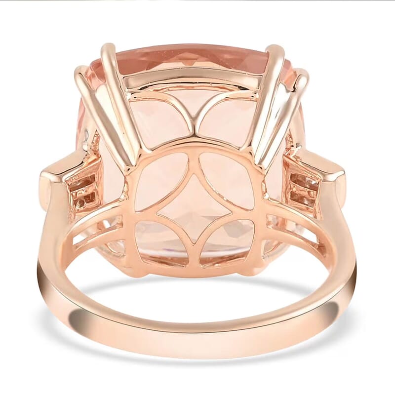 Certified and Appraised Iliana 18K Rose Gold AAA Marropino Morganite, White Diamond Solitaire Ring (Size 10.0) 16.40 ctw
