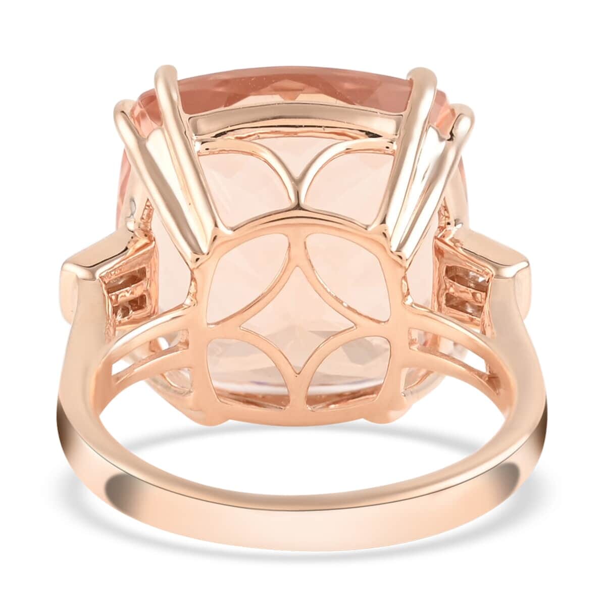 Certified and Appraised Iliana 18K Rose Gold AAA Marropino Morganite, White Diamond Solitaire Ring (Size 8.5) 16.40 ctw image number 4