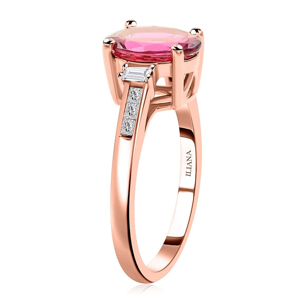 Certified & Appraised Iliana 18K Rose Gold AAA Ouro Fino Rubellite and G-H I2 Diamond Ring (Size 11.0) 2.25 ctw image number 3
