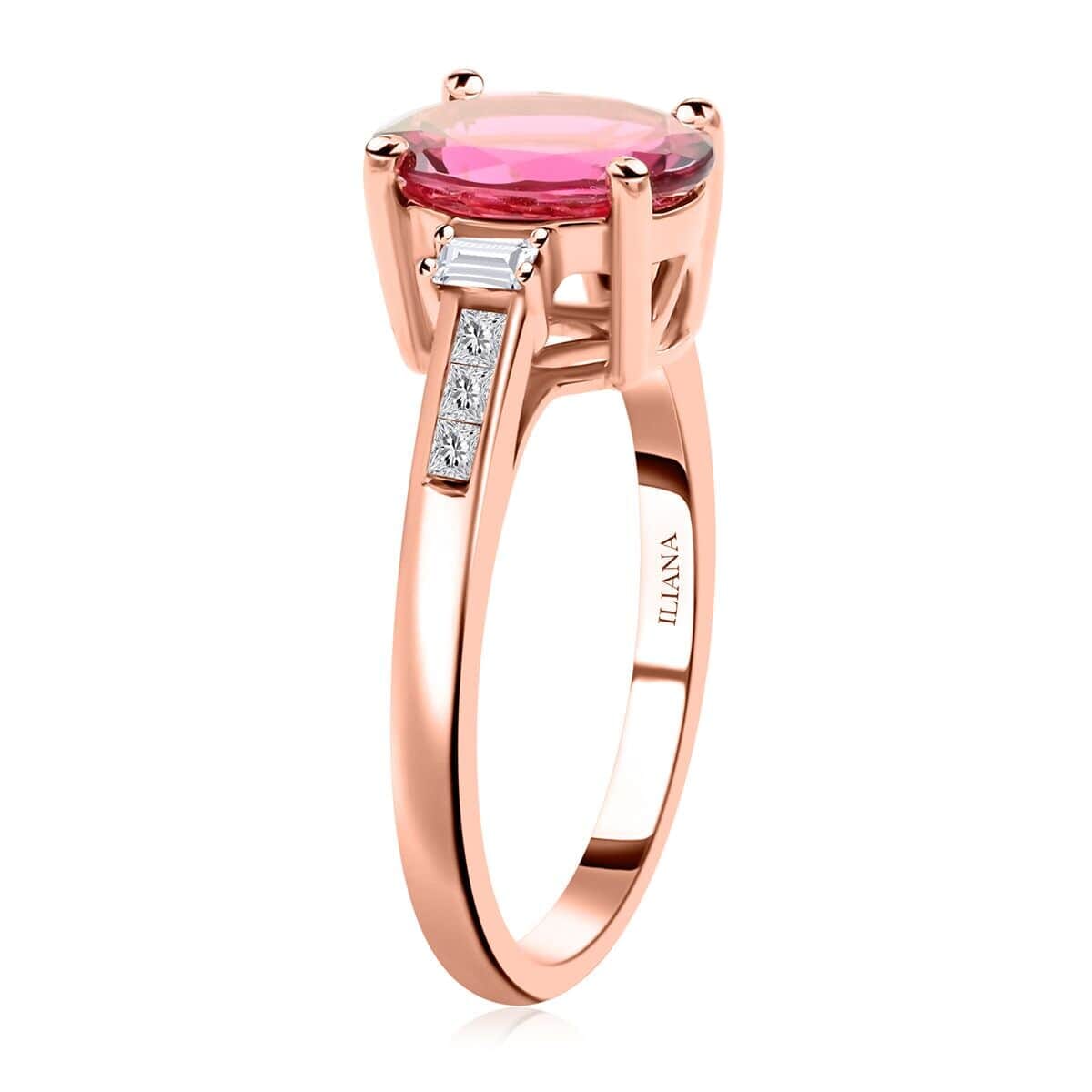 Certified & Appraised Iliana 18K Rose Gold AAA Ouro Fino Rubellite and G-H I2 Diamond Ring (Size 7.5) 2.25 ctw image number 3