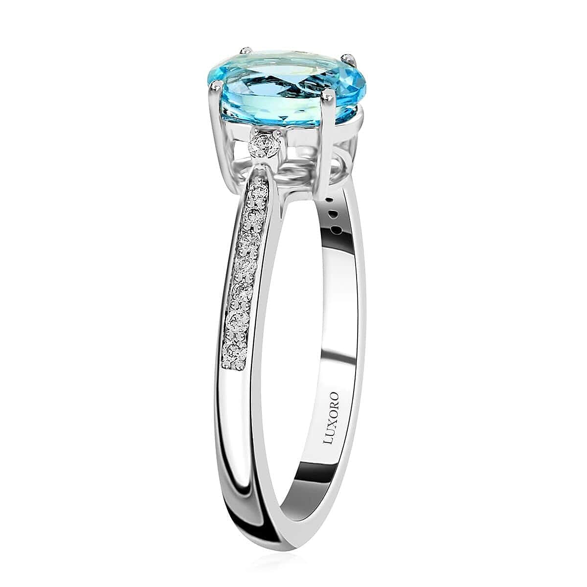 Certified & Appraised Luxoro 10K White Gold AAA Santa Maria Aquamarine and I2 Diamond Ring (Size 8.5) 2.00 ctw image number 3