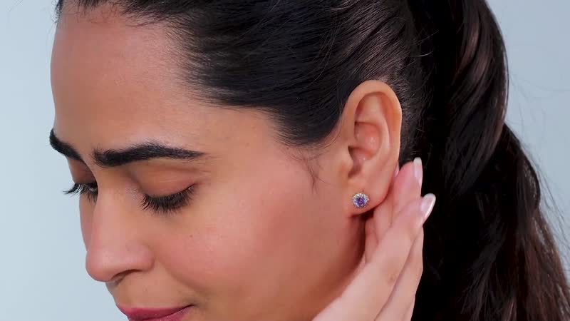 Tanzanite and White Zircon Sunburst Stud Earrings in 18K Vermeil Yellow Gold Over Sterling Silver 1.00 ctw