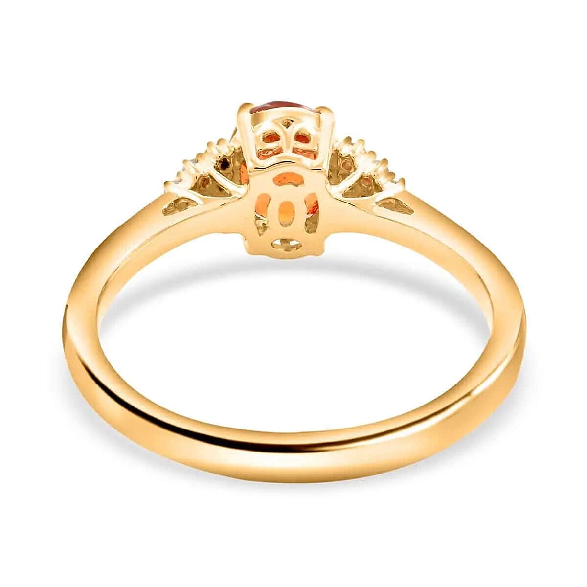 Certified and Appraised Luxoro AAA Nigerian Spessartite Garnet and G-H I2 Diamond Accent 2.00 ctw Ring in 14K Yellow Gold, Engagement Ring For Her (Size 6) image number 4