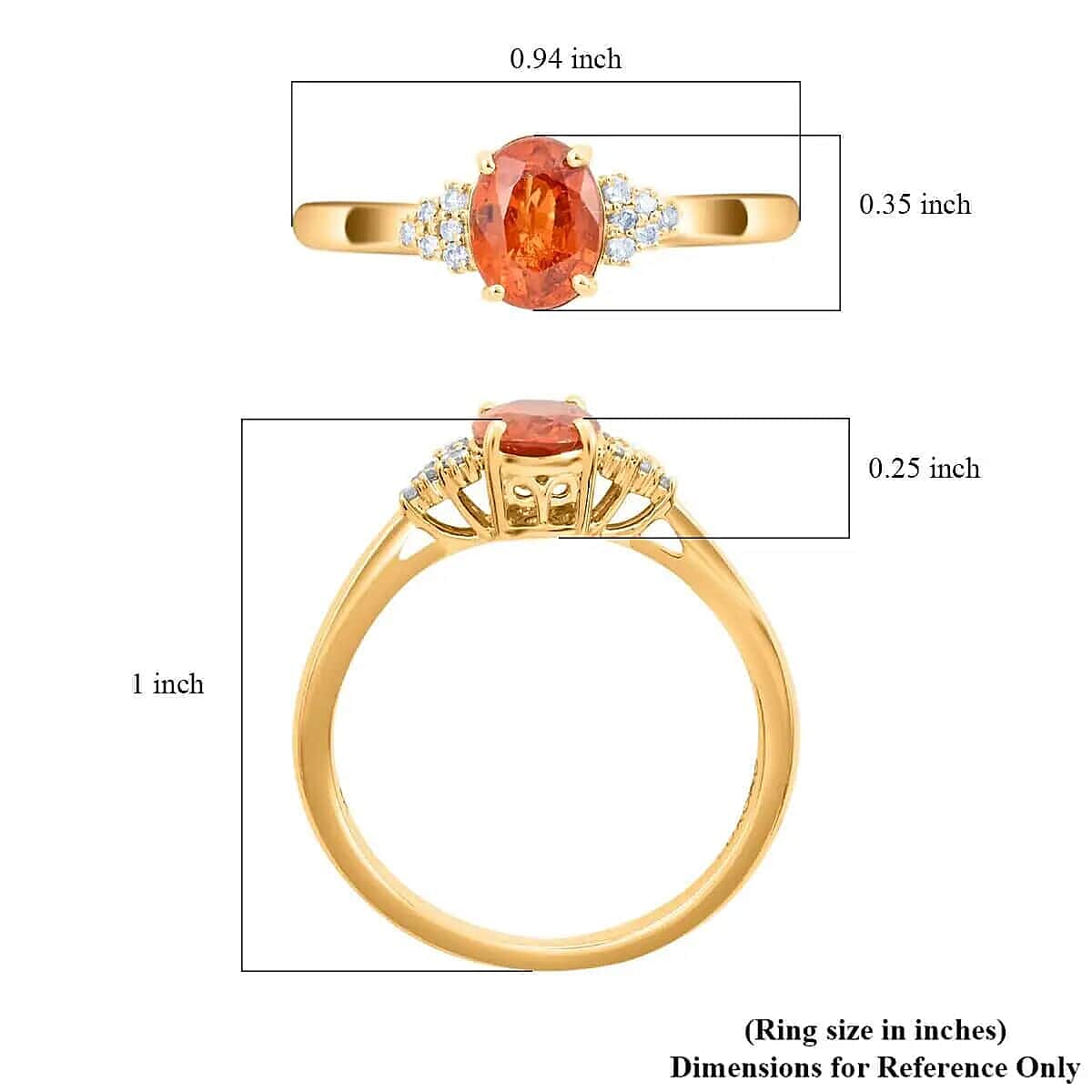 Certified and Appraised Luxoro AAA Nigerian Spessartite Garnet and G-H I2 Diamond Accent 2.00 ctw Ring in 14K Yellow Gold, Engagement Ring For Her (Size 6) image number 6