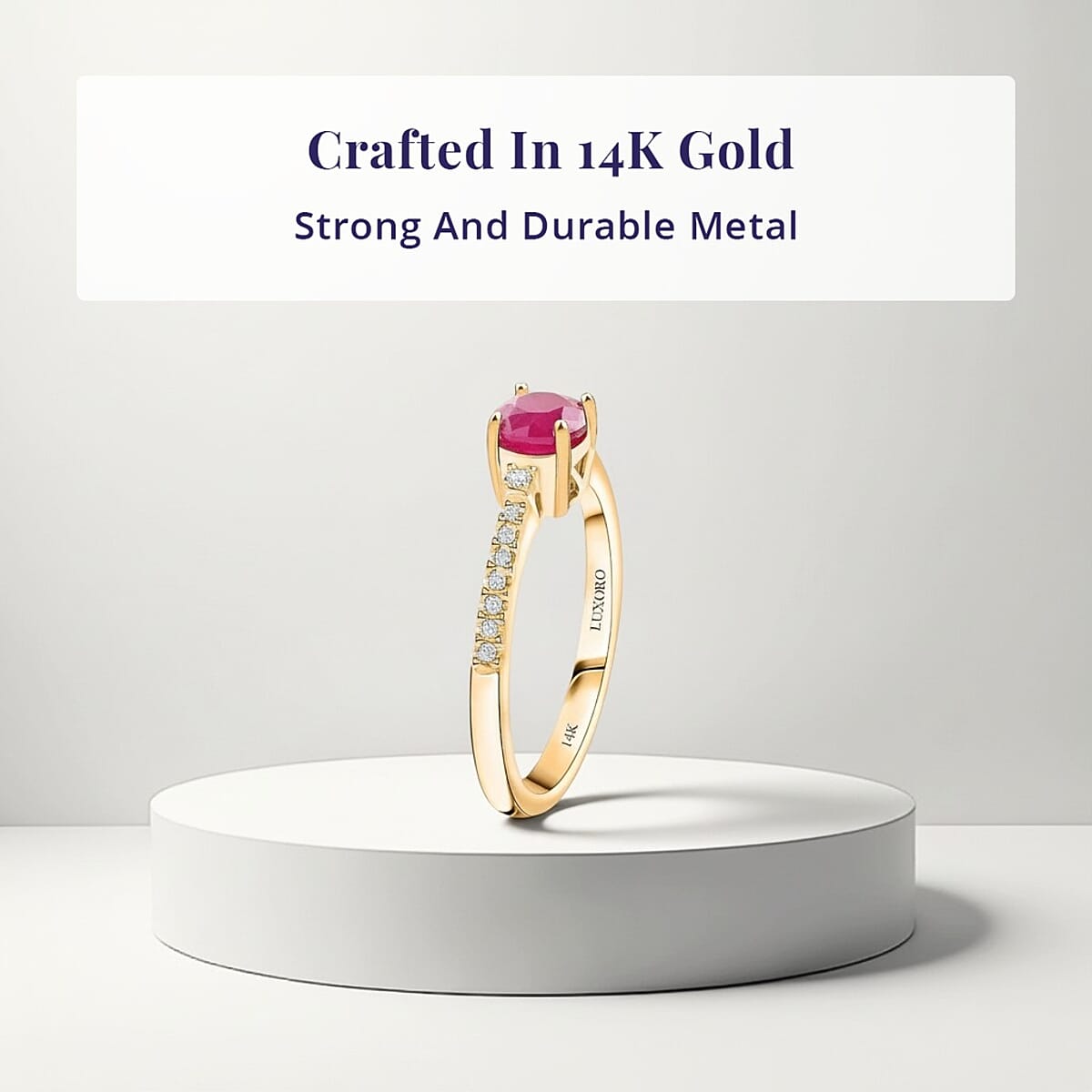 Certified & Appraised Luxoro 14K Yellow Gold AAA Montepuez Ruby and I2 Diamond Ring (Size 11.0) 1.20 ctw image number 3