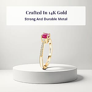 Certified & Appraised Luxoro 14K Yellow Gold AAA Montepuez Ruby and I2 Diamond Ring (Size 11.0) 1.20 ctw