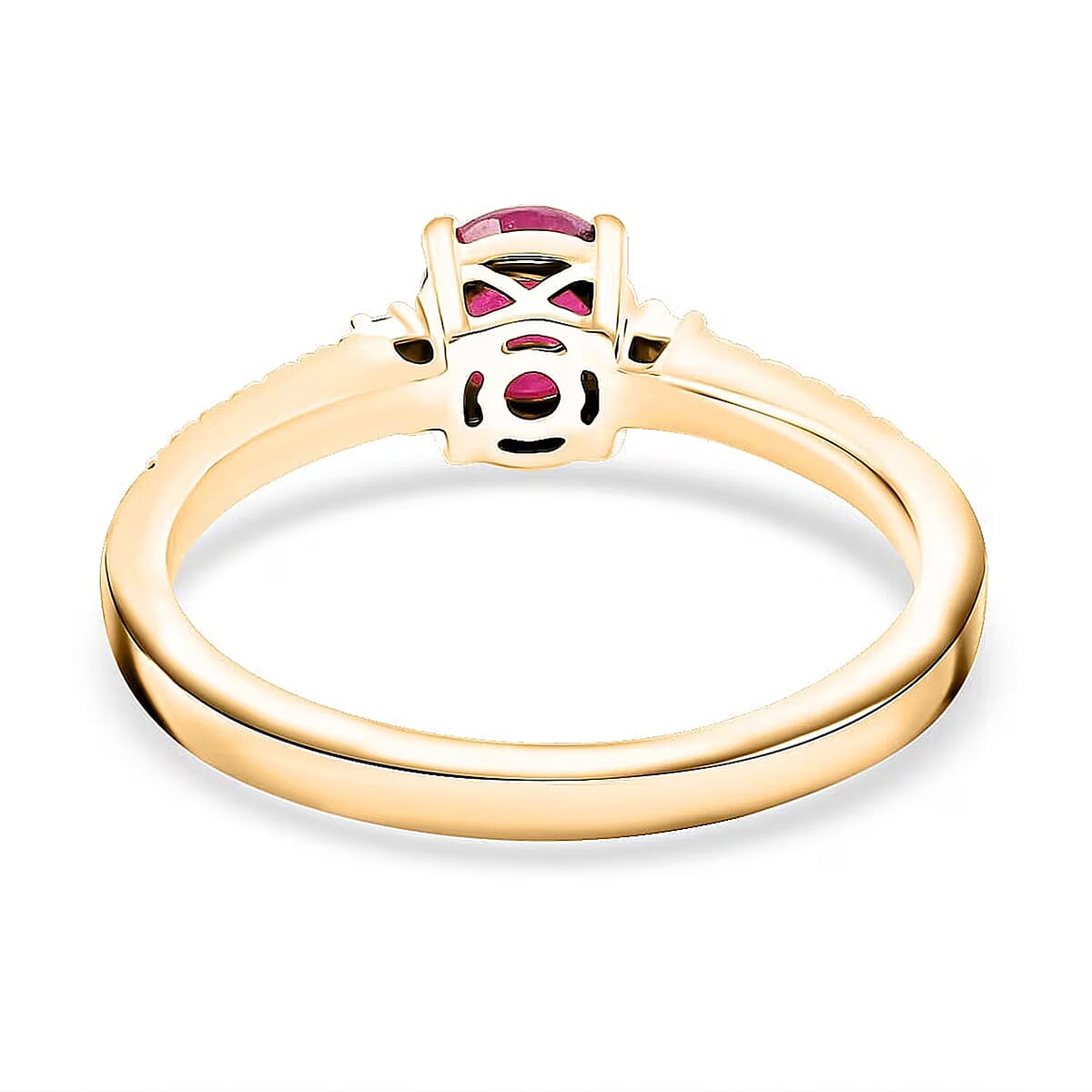 Certified & Appraised Luxoro 14K Yellow Gold AAA Montepuez Ruby and I2 Diamond Ring (Size 11.0) 1.20 ctw image number 6