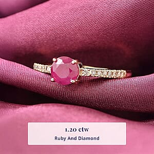 Certified & Appraised Luxoro 14K Yellow Gold AAA Montepuez Ruby and I2 Diamond Ring (Size 9.5) 1.20 ctw