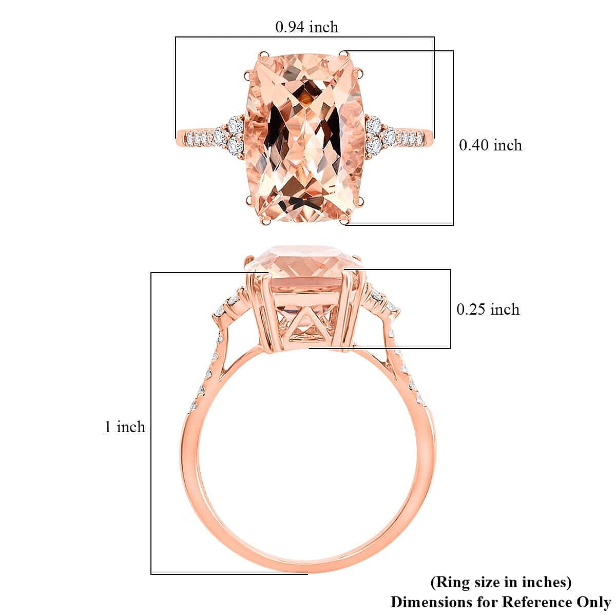 Certified & Appraised Luxoro 14K Rose Gold AAA Marropino Morganite and I2 Diamond Ring (Size 5.0) 6.70 ctw