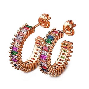 Simulated Multi Diamond Earrings in Rosetone