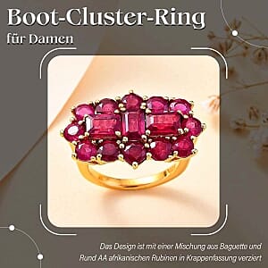 African Ruby and African Ruby 6.74 ctw Cluster Ring in Vermeil Yellow Gold Over Sterling Silver (Size 5.5)