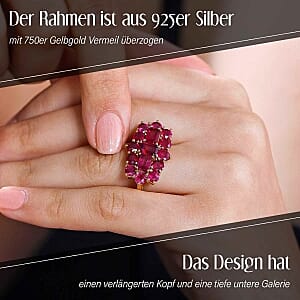 African Ruby and African Ruby 6.74 ctw Cluster Ring in Vermeil Yellow Gold Over Sterling Silver (Size 5.5)