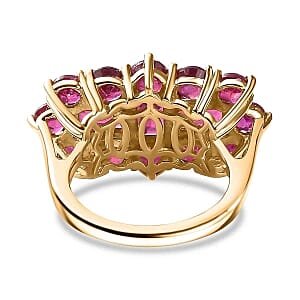 African Ruby and African Ruby 6.74 ctw Cluster Ring in Vermeil Yellow Gold Over Sterling Silver (Size 5.5)