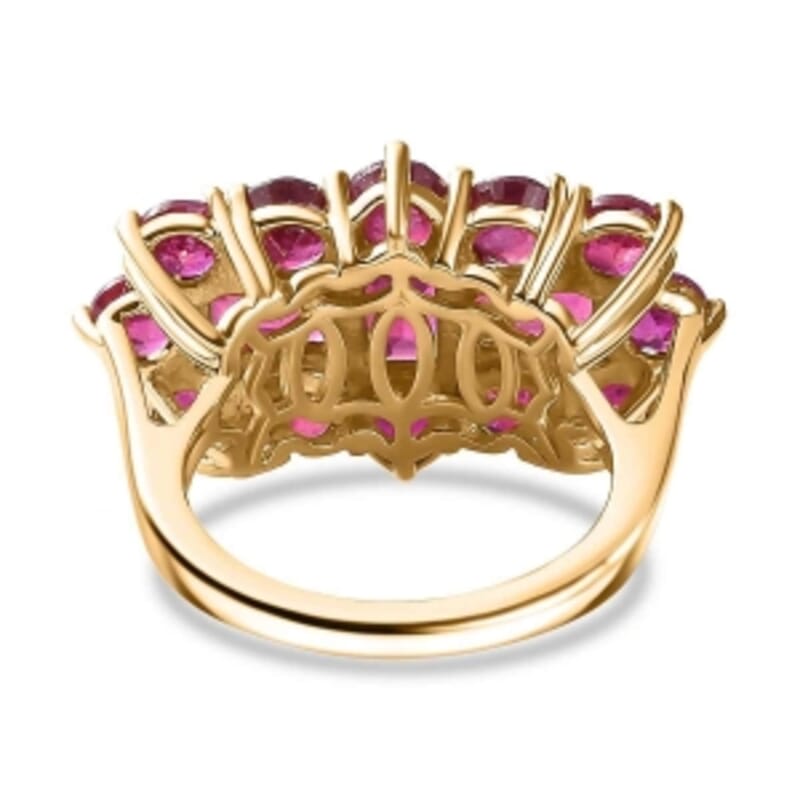 African Ruby and African Ruby 6.74 ctw Cluster Ring in Vermeil Yellow Gold Over Sterling Silver (Size 5.5)