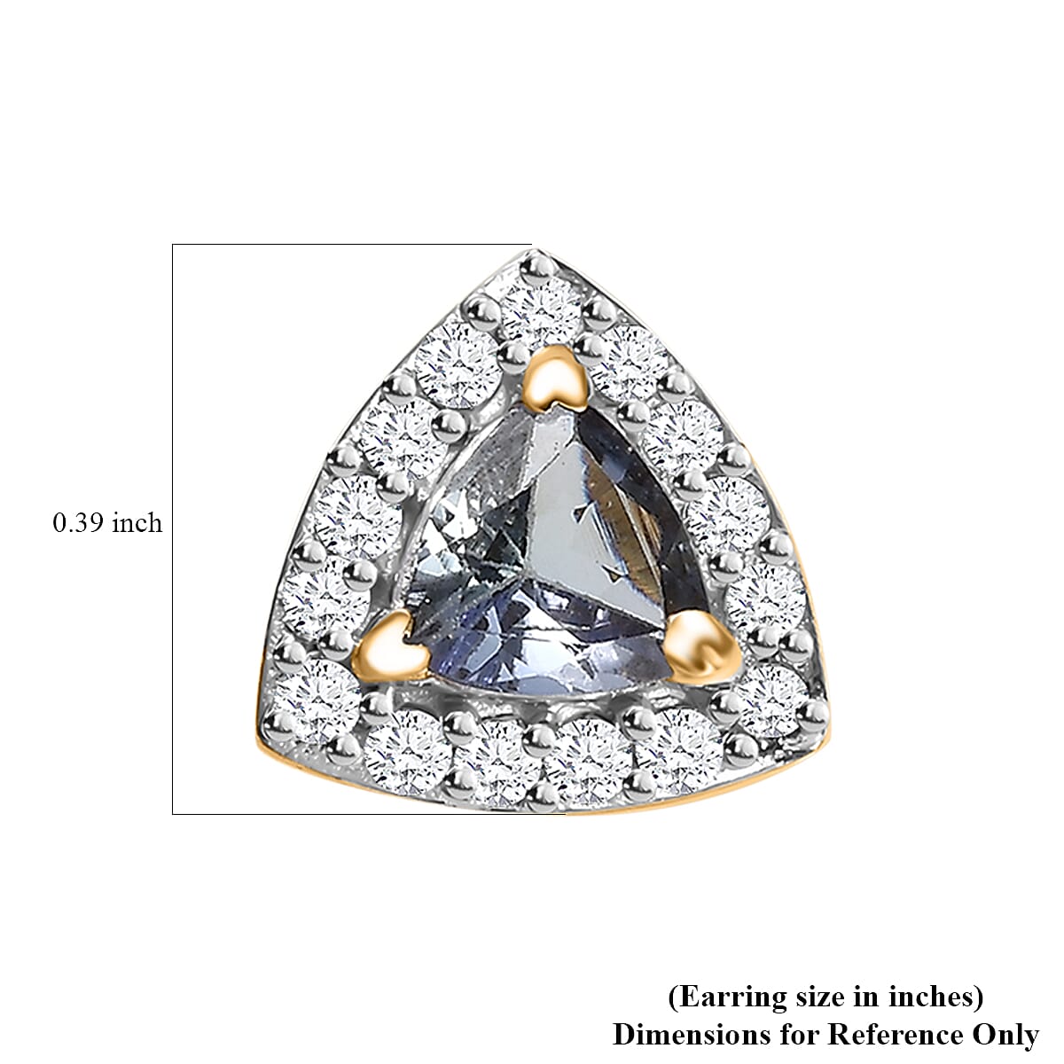 Green Tanzanite and White Zircon Halo Stud Earrings in 18K Vermeil Yellow Gold Over Sterling Silver 1.50 ctw