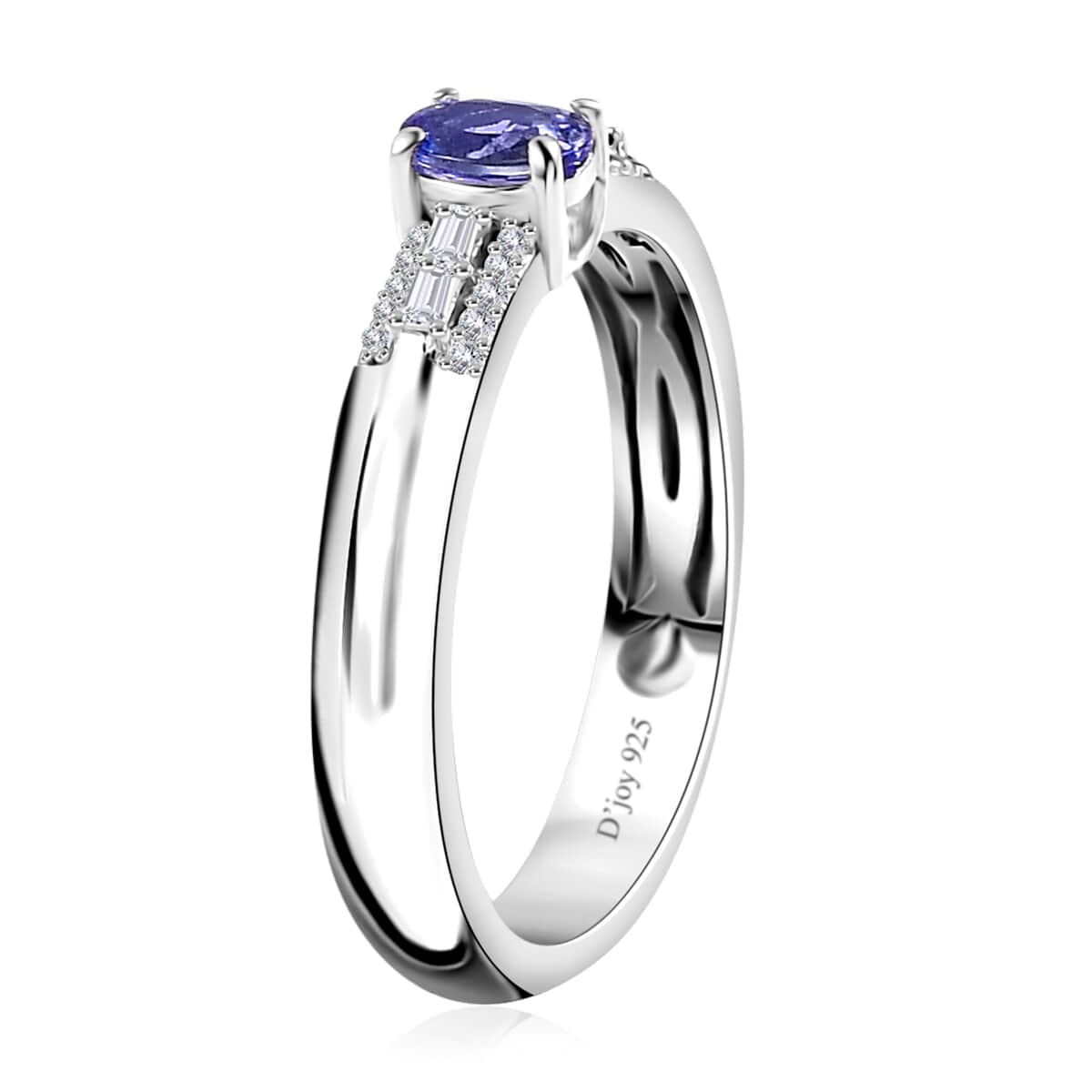 Peacock Tanzanite and White Zircon Ring in Rhodium Over Sterling Silver (Size 7.0) 0.60 ctw image number 3