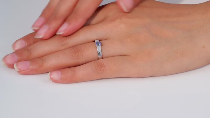 Peacock Tanzanite, White Zircon Ring in Rhodium Over Sterling Silver (Size 8.0) 0.60 ctw