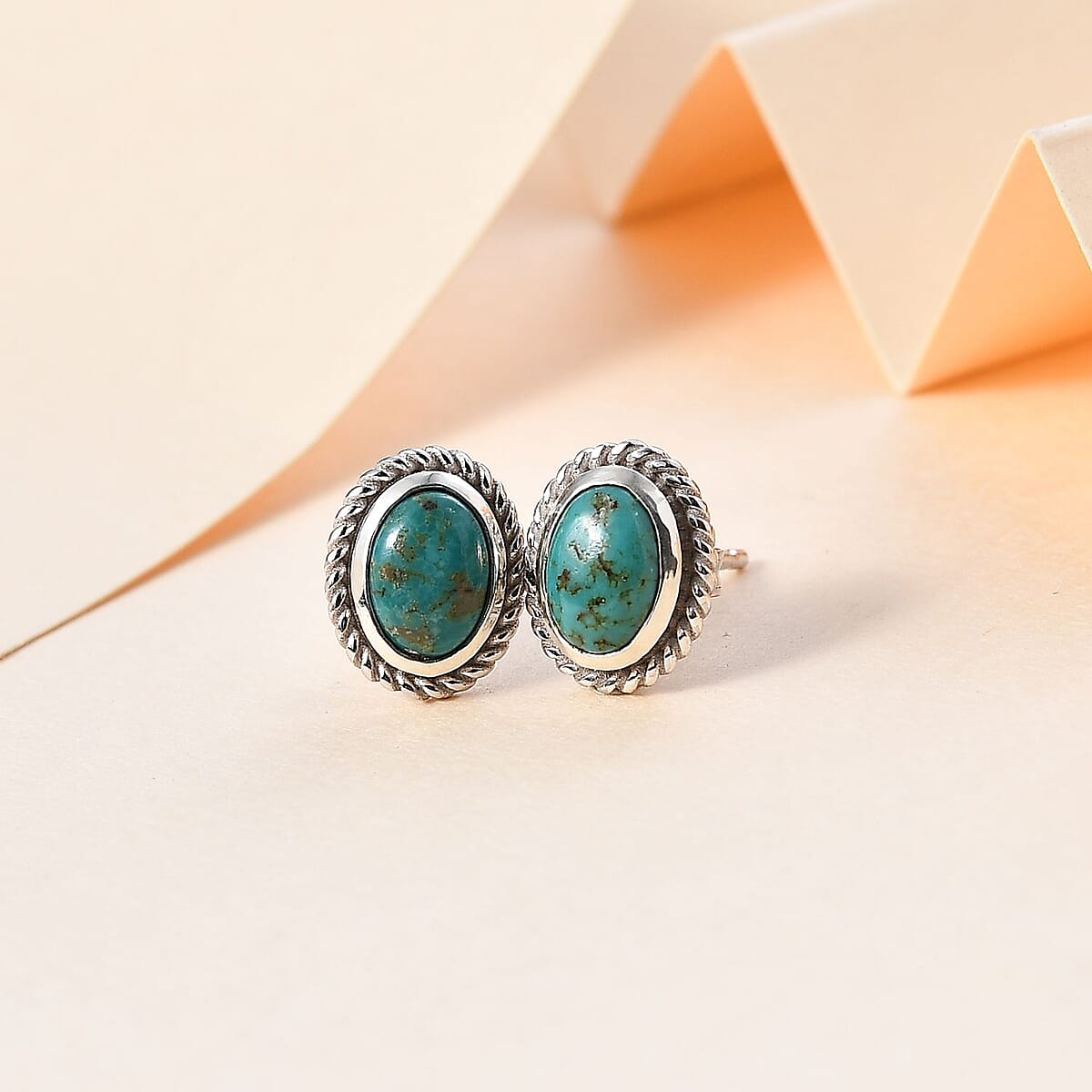 Artisan Crafted Sierra Nevada Turquoise Stud Earrings in Rhodium Over Sterling Silver 1.65 ctw image number 1