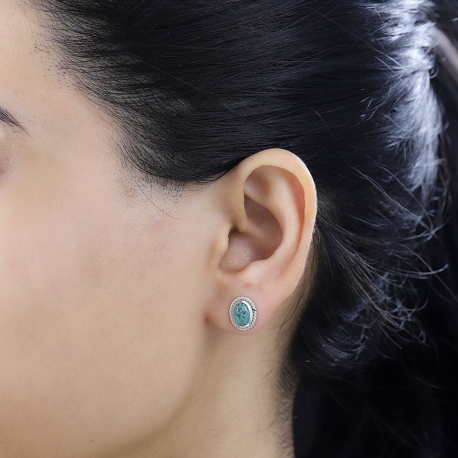 Artisan Crafted Sierra Nevada Turquoise 1.65 ctw Earrings in Rhodium Over Sterling Silver