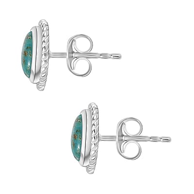 Artisan Crafted Sierra Nevada Turquoise 1.65 ctw Earrings in Rhodium Over Sterling Silver