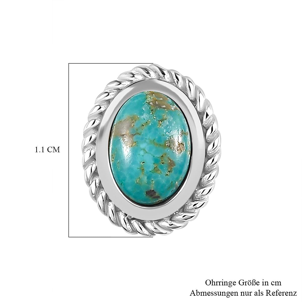 Artisan Crafted Sierra Nevada Turquoise Stud Earrings in Rhodium Over Sterling Silver 1.65 ctw image number 4