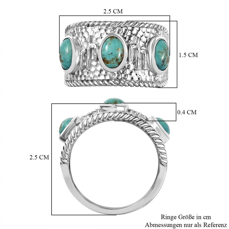 Sierra Nevada Turquoise Solitaire Ring in Rhodium Over Sterling Silver (Size 18) 2.50 ctw