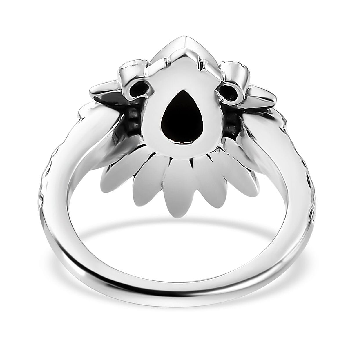 Artisan Crafted Canadian Ammolite and Orissa Rhodolite Garnet Native American Head Ring in Sterling Silver (Size 10.0) 0.15 ctw
