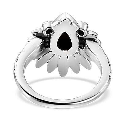 Artisan Crafted Canadian Ammolite and Orissa Rhodolite Garnet Native American Head Ring in Sterling Silver (Size 10.0) 0.15 ctw