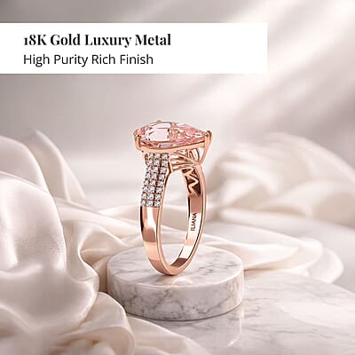 Certified and Appraised Iliana AAA Marropino Morganite and G-H SI Diamond 3.80 ctw Ring in 18K Rose Gold (Size 10.5)
