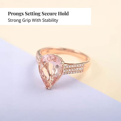 Certified and Appraised Iliana AAA Marropino Morganite and G-H SI Diamond 3.80 ctw Ring in 18K Rose Gold (Size 10.5)