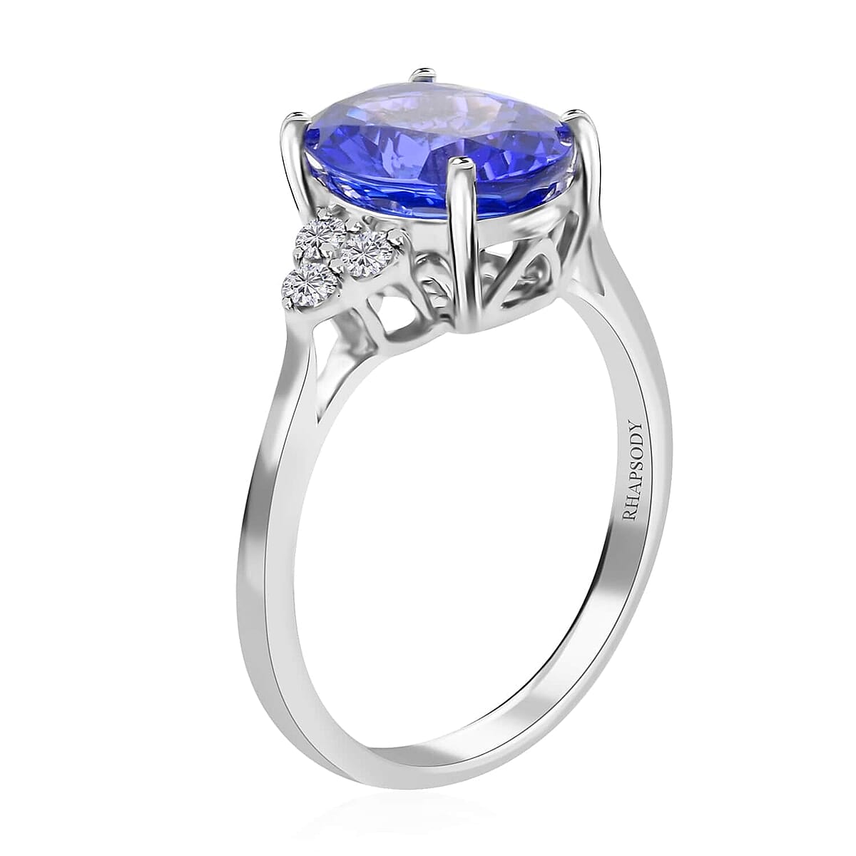 Certified and Appraised Rhapsody 950 Platinum AAAA Tanzanite and E-F VS Diamond Ring, Promise Rings (Size 8.5) 4.40 Grams 3.00 ctw image number 3