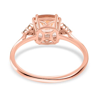 Certified and Appraised Luxoro 14K Rose Gold AAA Marropino Morganit and G-H I2 Diamond Ring (Size 11.0) 2.15 ctw