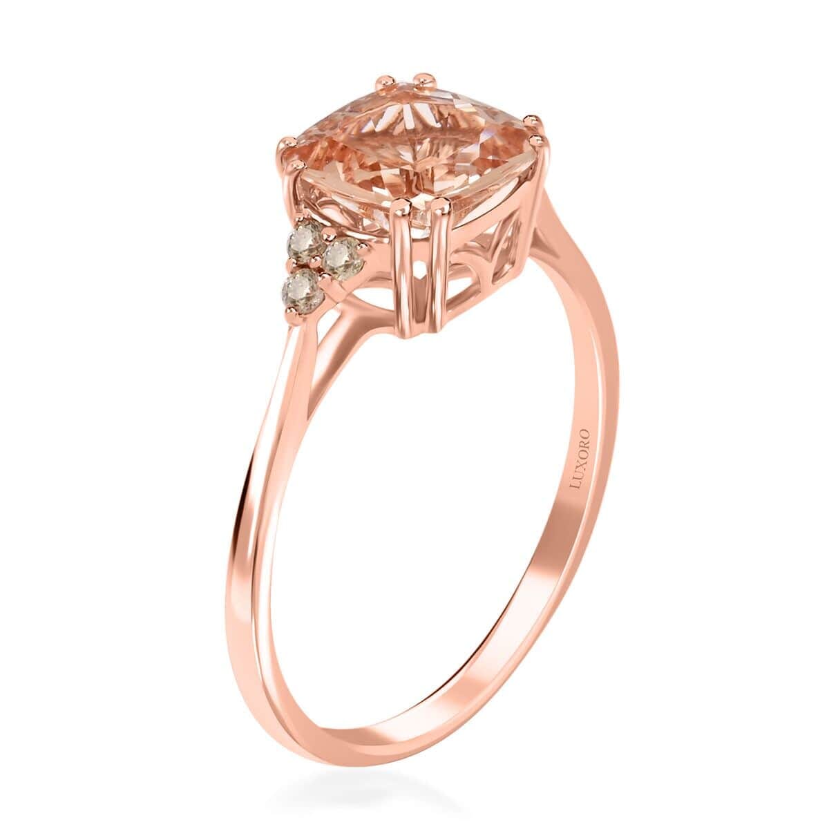 Certified and Appraised Luxoro 14K Rose Gold AAA Marropino Morganit and G-H I2 Diamond Ring (Size 5.0) 2.15 ctw image number 3