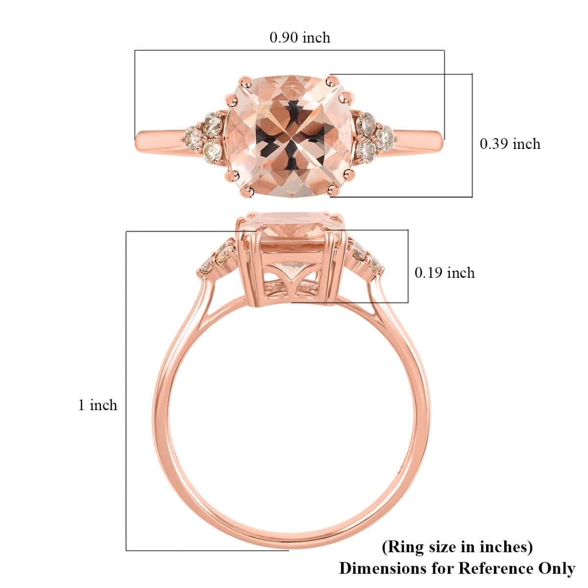 Certified and Appraised Luxoro 14K Rose Gold AAA Marropino Morganit and G-H I2 Diamond Ring (Size 5.0) 2.15 ctw image number 5