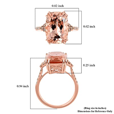 Certified & Appraised Luxoro 14K Rose Gold AAA Marropino Morganite and G-H I2 Diamond Ring (Size 5.0) 6.70 ctw