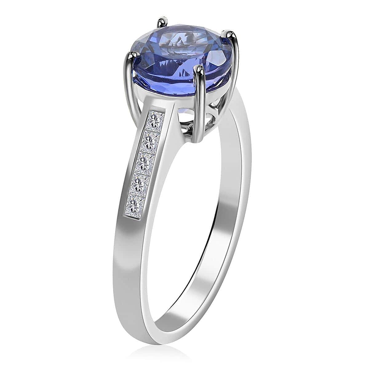 Certified & Appraised Rhapsody 950 Platinum AAAA Tanzanite and E-F VS Diamond Ring (Size 11.0) 5.20 Grams 2.50 ctw image number 3