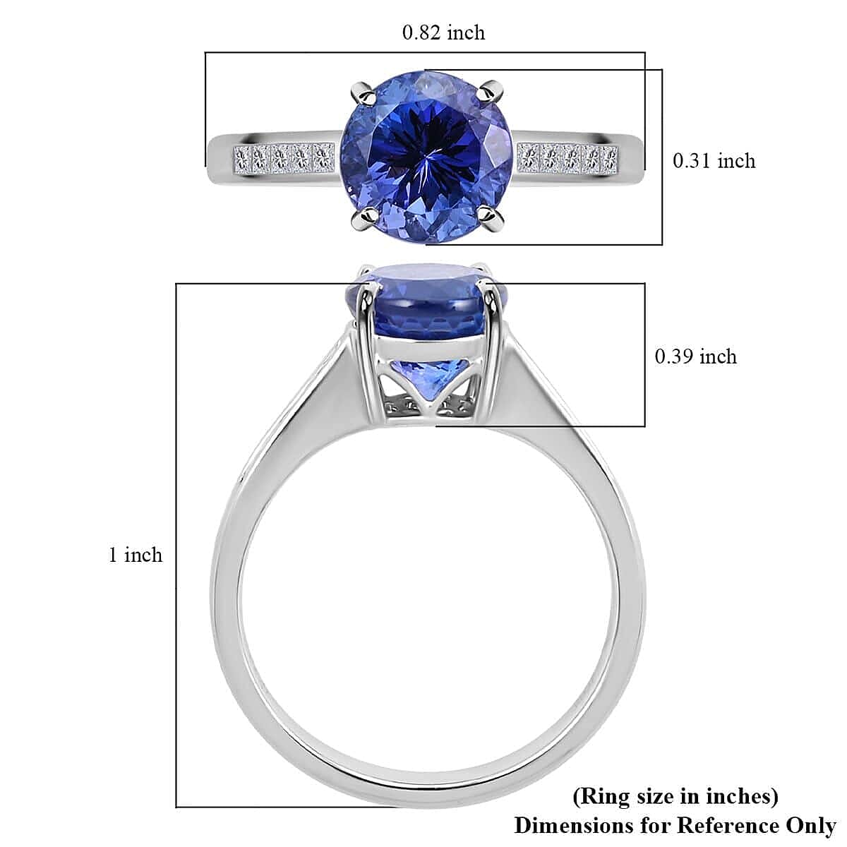 Certified & Appraised Rhapsody 950 Platinum AAAA Tanzanite and E-F VS Diamond Ring (Size 11.0) 5.20 Grams 2.50 ctw image number 5