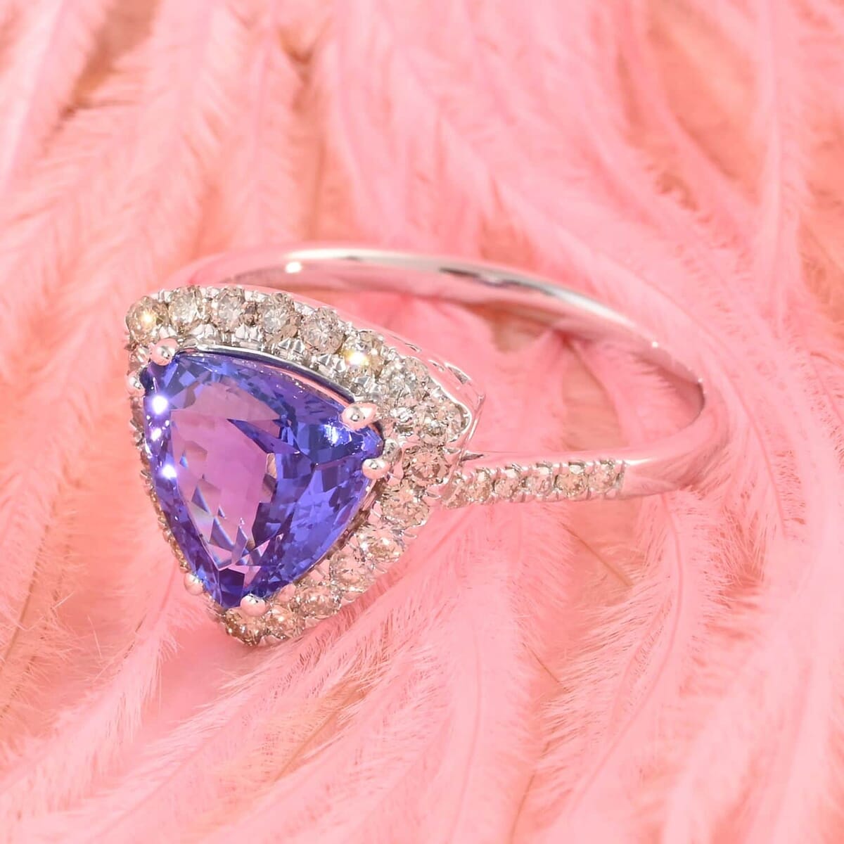 Certified & Appraised Luxoro 14K White Gold AAA Tanzanite and G-H I2 Diamond Ring (Size 10.5) 3.85 Grams 3.25 ctw image number 1